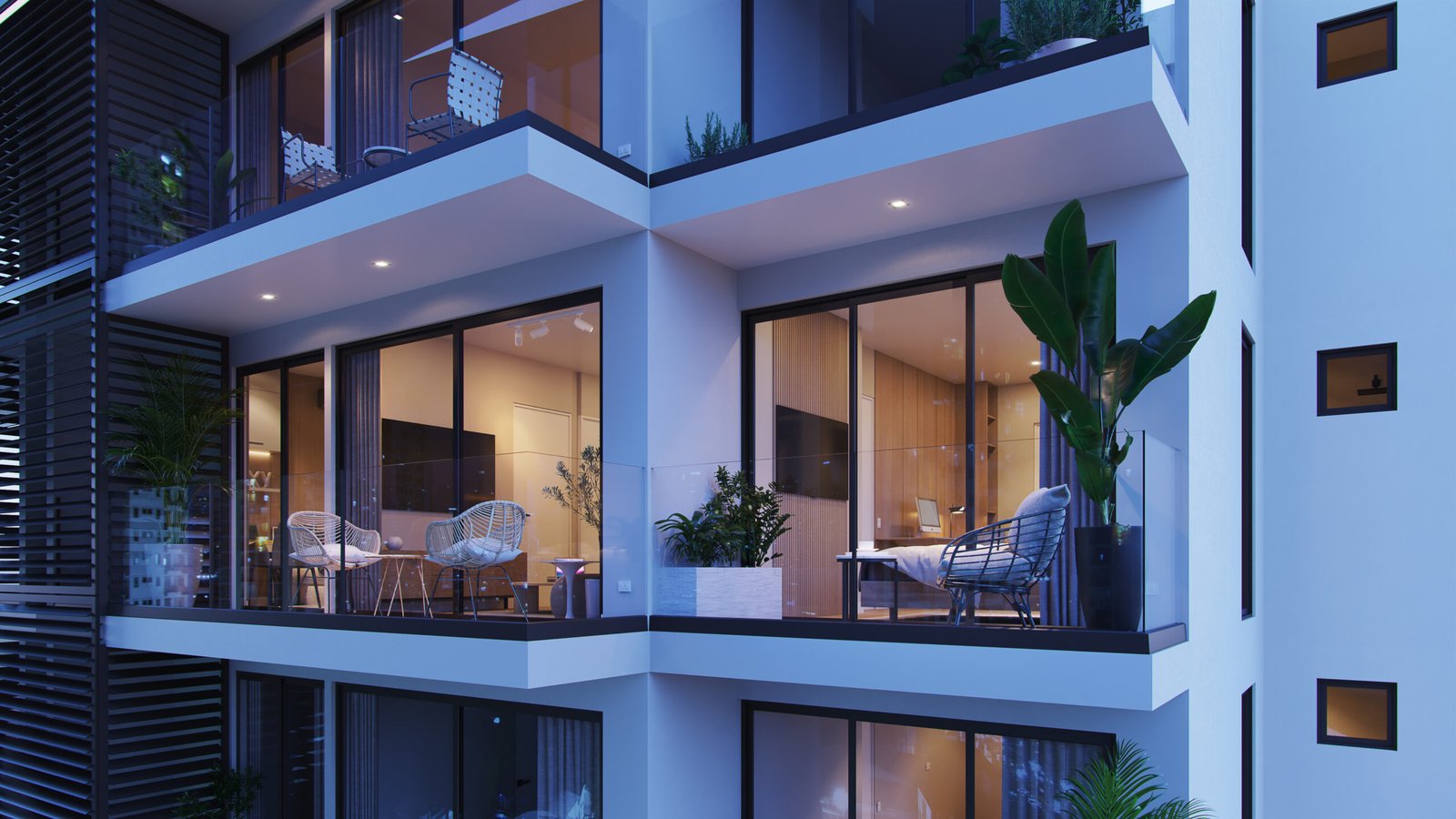 The Hub — architectural rendering of the balconies and apartment frontage